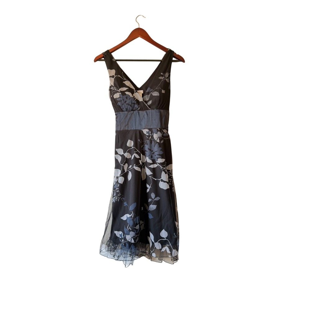 Y2k Black Grey Floral Mesh Overlay V-Neck Ruffle Hem Cocktail Dress with Tie